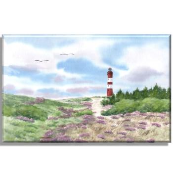 Leinwand 40 x 30 cm Keilrahmen Canvas-Leinen Aquarell Maritim Kunst Druck Kunstdruck Nordsee Amrum Leuchtturm Insel